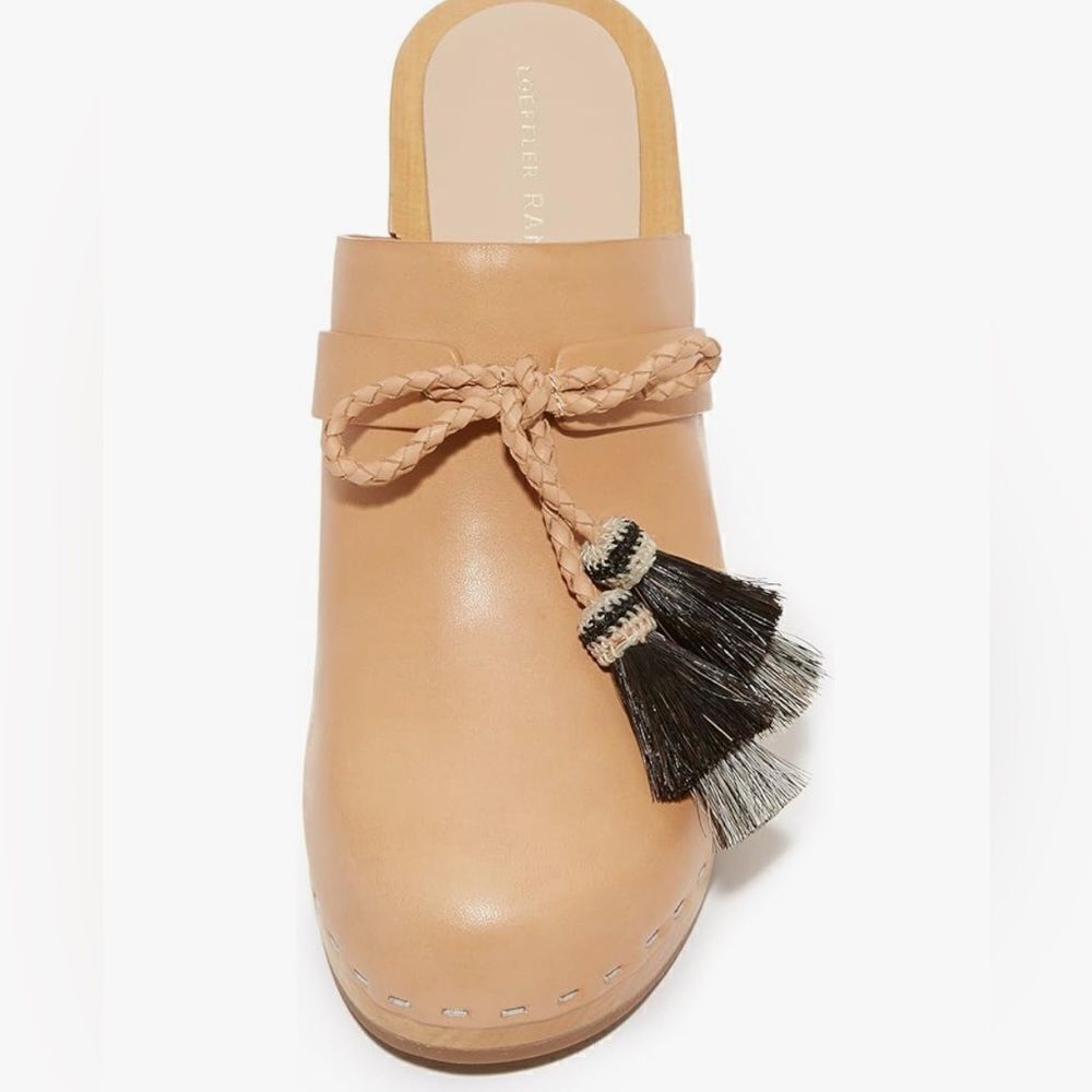 Loeffler Randall Roberta Leather Wooden Clogs Shoes with Tassels Sz. 9 - Picture 4 of 17
